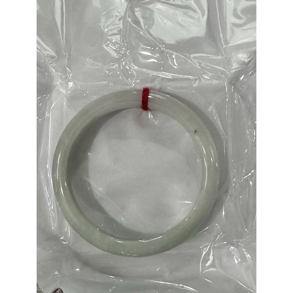 Natural White Icy Jade Bangle Bracelet 58.6mm | Translucent Mutton Fat Style L10
